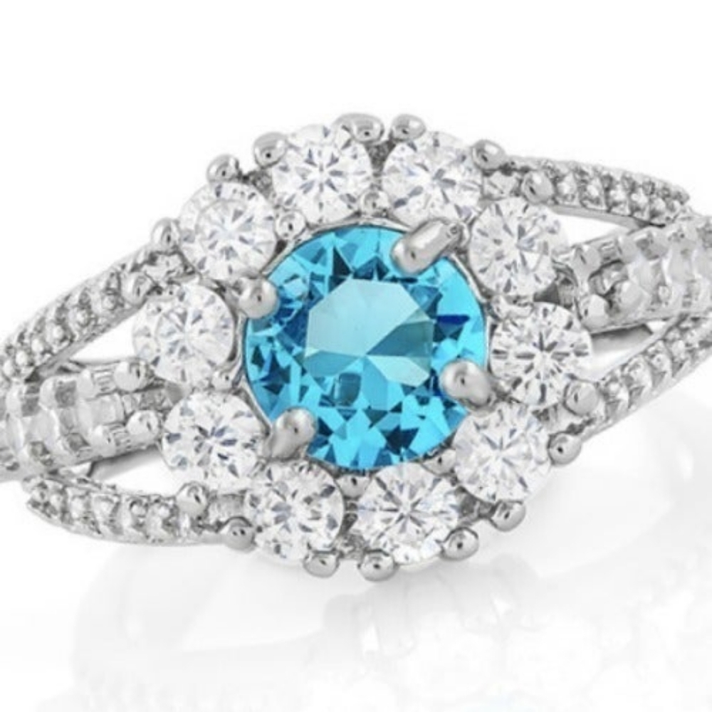 Sky Blue & White Topaz Ring